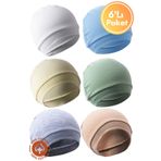 Miniel Unisex Bebek Penye Organik Pamuklu Yenidoğan 6Lı Bebek Renkli Bere Set
