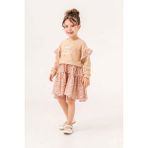 Miniğimin Cicileri (2-5 Yaş) Prety Çiçekli Kız Çocuk elbise - Bej - 4 Yaş