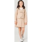 Minigimin Cicileri (7-11 Yaş) Gabardin Kruvaze Yaka Ceket Etekli 3 Lü Takım - Bej