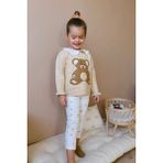 Miniğimin Cicileri Bear Desenli Triko Yakalı Kız Çocuk 2 li takım - Bej - 5 - 6 Yaş