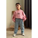 Miniğimin Cicileri Ekose Kalp Desenli Kot Pantolonlu Kız çocuk takım - Pembe - 7 - 8 Yaş