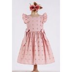 Miniğimin Cicileri Fırfırlı Broderie Fiyonklu Kız Çocuk Elbisesi - Pembe - 6 - 7 Yaş