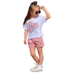 Miniğimin Cicileri For You Çiçek Desenli Şortlu Kız Çocuk Takım - Pudra 5-6 Yaş