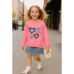 Miniğimin Cicileri Kalp Desenli Kız Çocuk sweat - Açık Pembe - 8 Yaş
