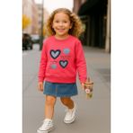 Miniğimin Cicileri Kalp Desenli Kız Çocuk sweat - Koyu Pembe - 8 Yaş