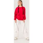 Minigimin Cicileri Kalp Detaylı Kapüşonlu Kırmızı Sweatshirt Ve Cepli Beyaz Pantolon Genç Kız Takım