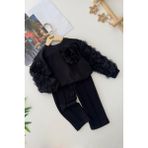 Miniğimin Cicileri Kalp Leopar Desenli Mnn Kız Çocuk 2 li takım - Siyah - 4 - 5 Yaş