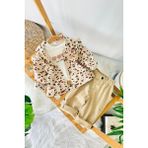 Miniğimin Cicileri Leopar Ceketli Kalp Baskılı Kız Çocuk 3 Lü Kız Bebek Takım - Bej - 12 - 18 Ay