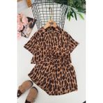 Miniğimin Cicileri Leopar Desenli Şortlı Kız Çocuk 2 Li Takım - Kahverengi - 4 - 5 Yaş