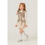 Miniğimin Cicileri Leopar Kürklü Kalp Detaylı Kız Çocuk 2 Lü Takım - Krem - 5 - 6 Yaş