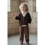Miniğimin Cicileri Minigimin Cicileri Triko Hırkalı Gömlek Pantolon Erkek Çocuk 3 Lü Takım -Kahverengi - 9 - 10 Yaş