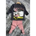 Miniğimin Cicileri Mnn Paris Desen Fitilli Kız Çocuk taytlı takım - Gül Kurusu - 5 - 6 Yaş