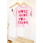Miniğimin Cicileri More Love Baskılı Kalp Desenli Pantolonlu Kız Çocuk Takım - Pembe - 2 - 3 Yaş