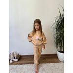 Miniğimin Cicileri Naturel Çiçek Detaylı Balon Kol Kız Çocuk 2 li takım - Camel - 4 - 5 Yaş