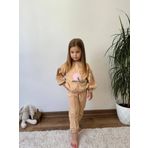 Miniğimin Cicileri Naturel Çiçek Detaylı Balon Kol Kız Çocuk 2 li Takım - Camel