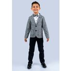 Minigimin Cicileri Papyonlu Çizgili Erkek Çocuk Takım Elbise Set-Mavi