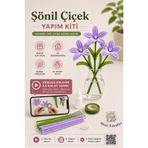 Minii Tuhafiye Şönil Lila 3’lü Zambak Yapım Kiti | Kendin Yap El Yapımı Dekoratif Zambak Çiçeği Seti - Tüylü Tel