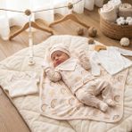 Minik Baby Wear Unisex Kız Bebek Erkek Bebek Kutulu Yenidoğan Gökkuşağı Desenli Organik Hastane Çıkışı 10'lu Set - 0 - 3 Ay - Krem - Bej