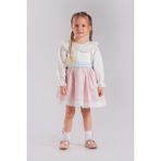 Minik Dolap Bebe Yaka Uzun Kollu Kız Bebek Elbisesi - Beyaz - 1 - 2 Yaş