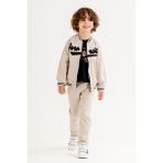Minik Dolap Spor Montlu Keten Çocuk Takımı - 3 Parça - 8 Yaş - Bej