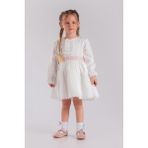 Minik Dolap Uzun Kollu Kız Bebek Elbisesi - 1 - 2 Yaş - Beyaz