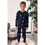 Minik Dolap 🎄 Yılbaşı Temalı %100 Pamuk Erkek Çocuk Pijama Takımı 🎄 Lacivert - 6 - 7 Yaş