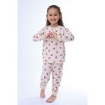 Minik Kalpler Desenli %100 Pamuk Kız Çocuk Pijama Takımı