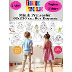 Minik Prensesler ve Unicornlar 2'li Paket 5 Metre Dev Boyama Kağıdı | Kırtasiye Doğal Oyun Hediye - İkili