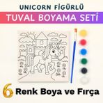 Minik Ressamlar Için Tuval Seti – 6 Renk Su Bazlı Akrilik Boya, Fırça ve Çerçeveli Tuval