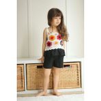 Miniko Kids Kız Çocuk Dantel Modelli Şortlu Pamuk Takım - Siyah - 4 - 5 Yaş