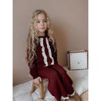 Miniko Kids Kız Çocuk Hırkalı Güpürlü Düğmeli Triko Takım - Bordo - 4 - 5 Yaş