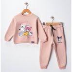 Miniko Kids Kız Çocuk Kuromi Model 3 Iplik Şardonlu Pamuk Eşofman Takımı - 2 - 3 Yaş - Pudra