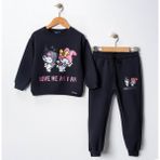 Miniko Kids Kız Çocuk Kuromi Modelli 3 Iplik Şardonlu Pamuk Eşofman Takımı - 2 - 3 Yaş - Lacivert