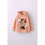 Miniko Kids Kız Çocuk Minnie Baskılı Kapüşonlu Manşetli Sweatshirt - Somon - 11 - 12 Yaş