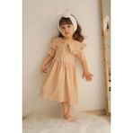 Miniko Kids Kız Çocuk Önden Düğmeli Yaka Modelli Elbise - 2 - 3 Yaş - Bej