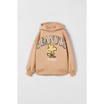 MİNİKO KİDS KIZ ÇOCUK PENATUS SNOOPY MODELLİ KAPŞONLU SWEATSHİRT 5-6 Yaş Bej
