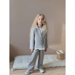 Miniko Kids Kız Çocuk Poliviskon Çizgili Blazer Ceket Pantolon Dokuma Kumaş Takım - 5 - 6 Yaş - Gri