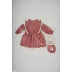 Miniko Kids Kız Çocuk Uzun Kol Papatya Desenli Elbise Çantalı Rahat Kullanım 800 ml - 3 - 4 Yaş - Pudra