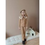Miniko Kids Kız Çocuk Yaka Dantelli Fitilli Kaşkorse Bayramlık Taytlı Takım - 4 - 5 Yaş - Bej