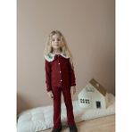 Miniko Kids Kız Çocuk Yaka Dantelli Fitilli Kaşkorse Bayramlık Taytlı Takım - 7 - 8 Yaş - Bordo