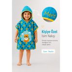 minilee children's happiness Sevimli Aslan - İsimli Çocuk Kapşonlu Panço Havlu – Deniz, Havuz ve Banyo Bornoz Pançosu 2-8 Yaş