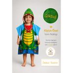 minilee children's happiness Timsah - İsimli Çocuk Kapşonlu Panço Havlu – Deniz, Havuz ve Banyo Bornoz Pançosu 2-8 Yaş