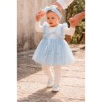 Minilora Kız Bebek Dantel Elbise Takımı 5 Parça Tam Set (Elbise + Body + Çorap + Taç + Ayakkabı) 0-6 Ay