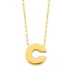 Minimal 0.7 Mm C Harfli Kolye 14 Ayar Altın