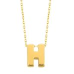 Minimal 0.7 Mm H Harfli Kolye 14 Ayar Altın