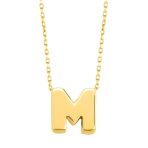 Minimal 0.7 Mm M Harfli Kolye 14 Ayar Altın