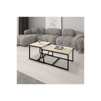 Minimal 2'Li Orta Sehpa Traverten, Bej