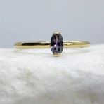 Minimal Altın Yüzük - 14 Ayar Altın Oval 0.50 Karat Mistik Topaz Taşlı Minimal Tektaş Kadın Yüzük