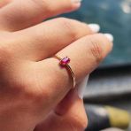 Minimal Altın Yüzük - 14 Ayar Altın Oval Ruby Taşlı Minimal Tek Taş Yüzük - Tektaş Altın Yüzük