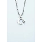 Minimal Ay Yıldız Gümüş Kaplama Örme Zincir Kolye